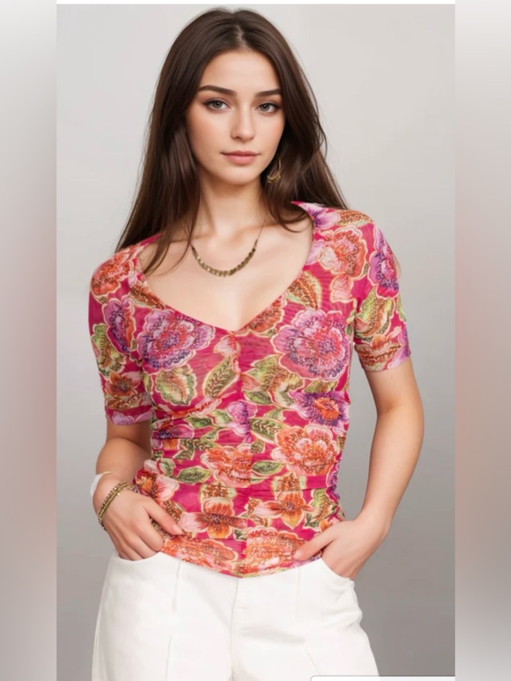 NWT Johnny Was Jade Gloriana Mesh Top